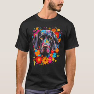 Dog German Shorthaired Pointer Flowers T-Shirt