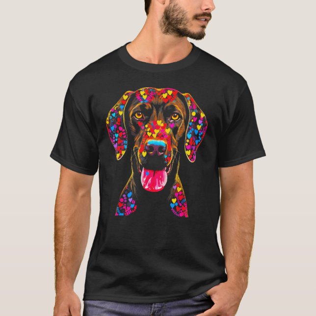 Dog German Shorthaired Pointer Love Peace T-Shirt (Front)