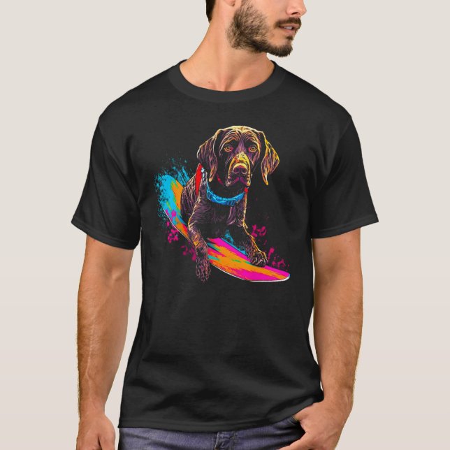 Dog German Shorthaired Pointer Snowboard T-Shirt (Front)