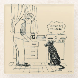 Dog Getting Older Glass Coaster