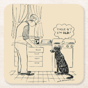 Dog Getting Older Square Paper Coaster