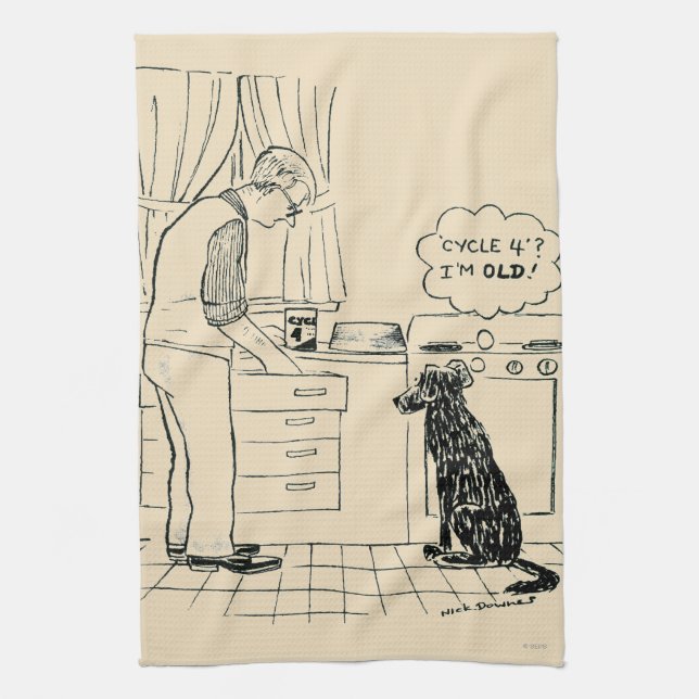 Dog Getting Older Tea Towel (Vertical)