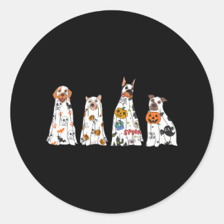 Dog Ghos Spooky Season Ghost Halloween Groovy Classic Round Sticker