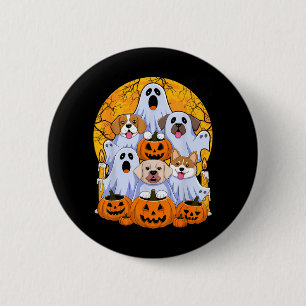 Dog Ghost Cute Dog Dressed As Ghost Funny 6 Cm Round Badge