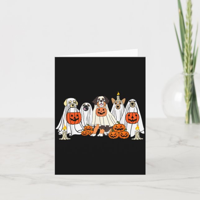 Dog Ghost Cute Dog Dressed As Ghost Funny Card (Front)