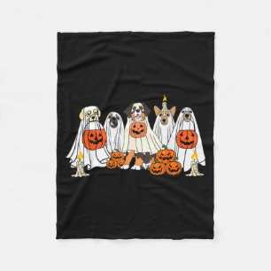 Dog Ghost Cute Dog Dressed As Ghost Funny Fleece Blanket