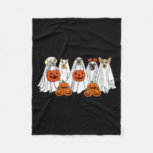 Dog Ghost Cute Dog Dressed As Ghost Funny Fleece Blanket