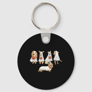 Dog Ghost Cute Dog Dressed As Ghost Funny Key Ring