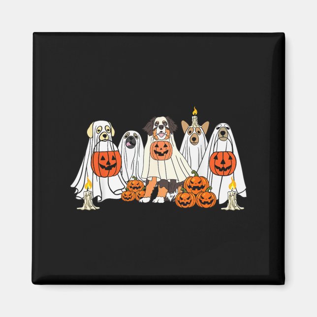 Dog Ghost Cute Dog Dressed As Ghost Funny Magnet (Front)
