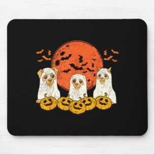 Dog Ghost Cute Dog Dressed As Ghost Funny Mouse Mat