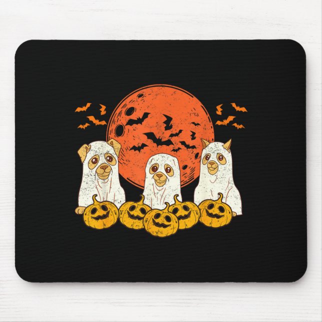 Dog Ghost Cute Dog Dressed As Ghost Funny Mouse Mat (Front)