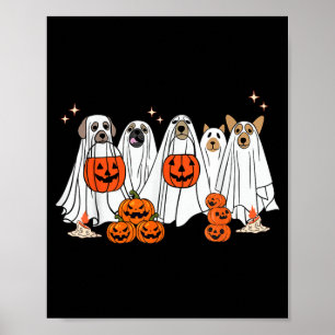 Dog Ghost Cute Dog Dressed As Ghost Funny Poster