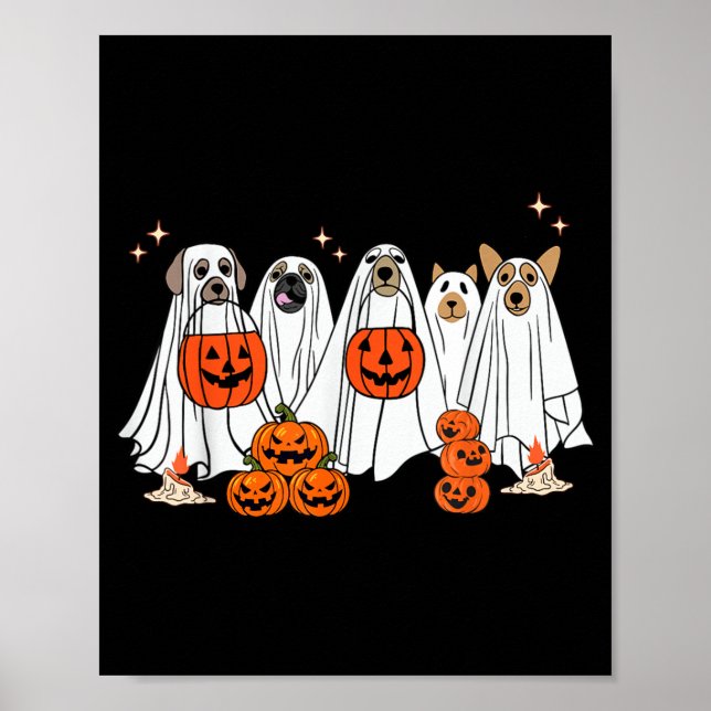 Dog Ghost Cute Dog Dressed As Ghost Funny Poster (Front)