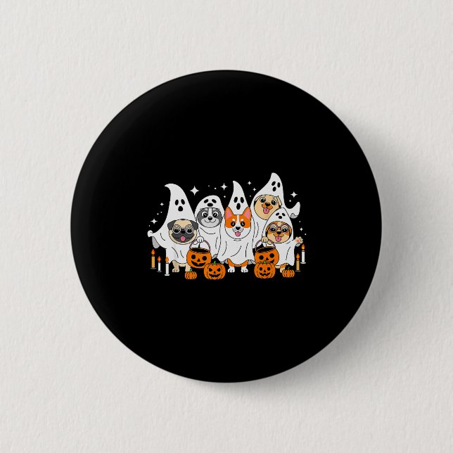 Dog Ghost Halloween  6 Cm Round Badge (Front)