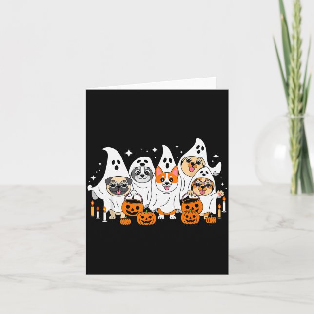 Dog Ghost Halloween  Card (Front)