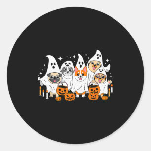 Dog Ghost Halloween  Classic Round Sticker