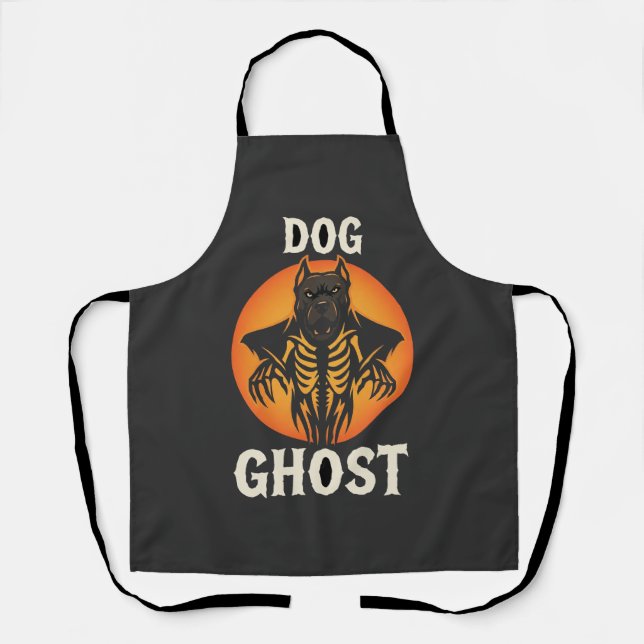 Dog Ghost Halloween Horror Vector Apron (Front)