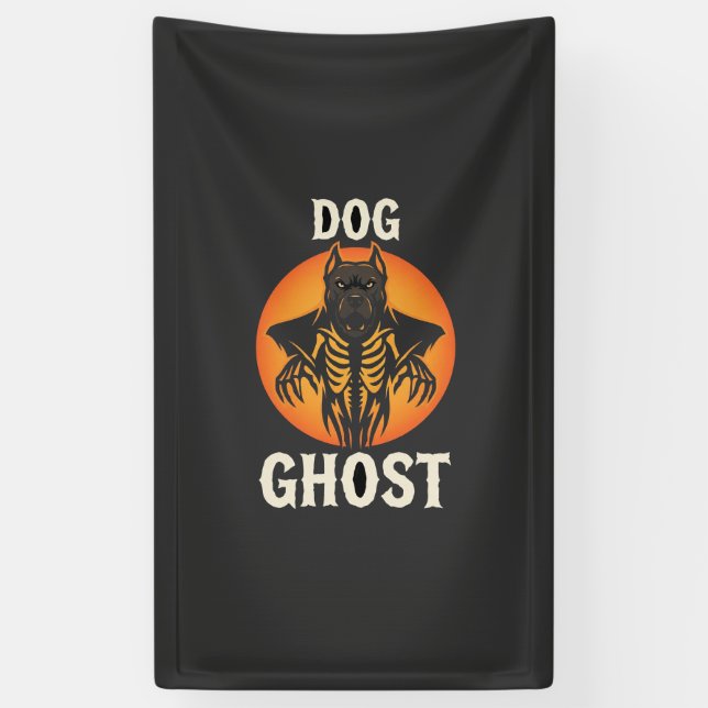 Dog Ghost Halloween Horror Vector Banner (Vertical)
