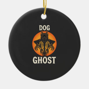 Dog Ghost Halloween Horror Vector Ceramic Tree Decoration