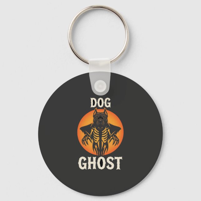 Dog Ghost Halloween Horror Vector Key Ring (Front)
