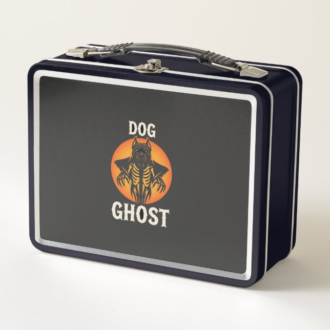 Dog Ghost Halloween Horror Vector Metal Lunch Box (Front)