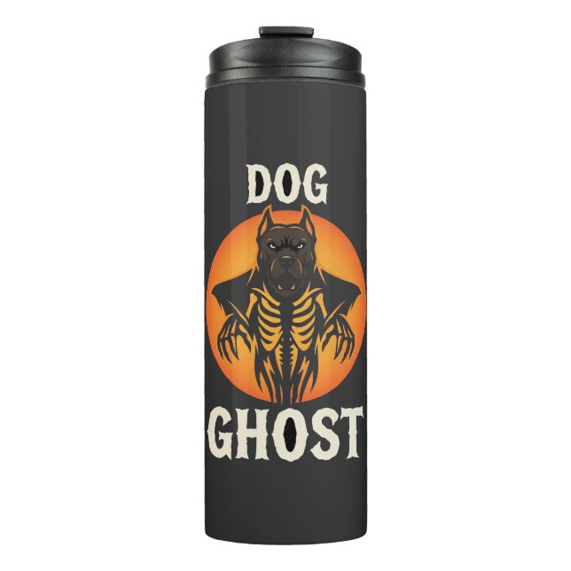 Dog Ghost Halloween Horror Vector Thermal Tumbler (Front)