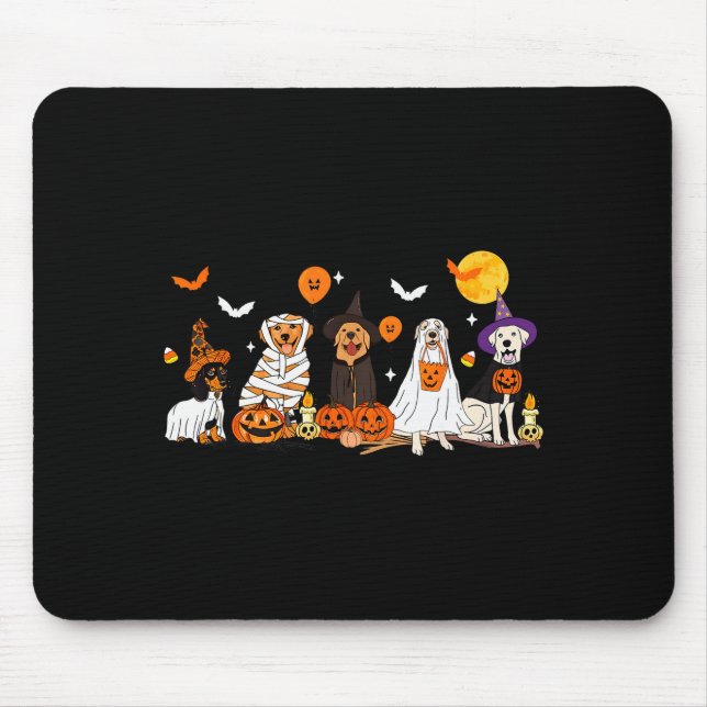 Dog Ghost Witch Mummy Halloween Costume Men Women  Mouse Mat (Front)