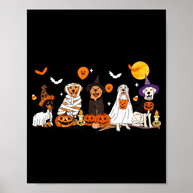Dog Ghost Witch Mummy Halloween Costume Men Women  Poster (Front)