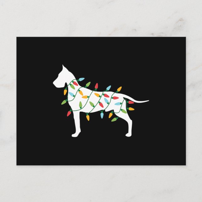 Dog Gif | Christmas Lights Great Dane Announcement Postcard (Front)
