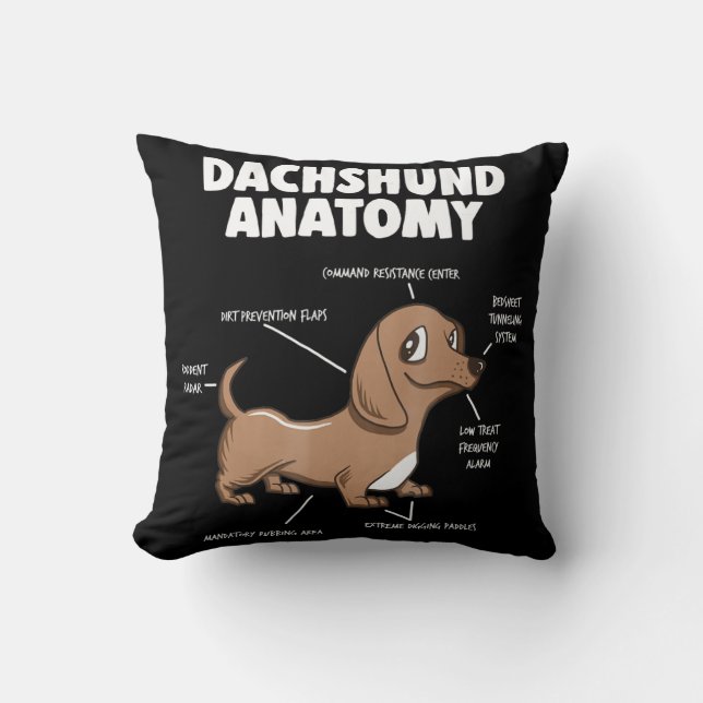 Dog Gift | Anatomy Dachshund  Funny Weiner Cushion (Front)