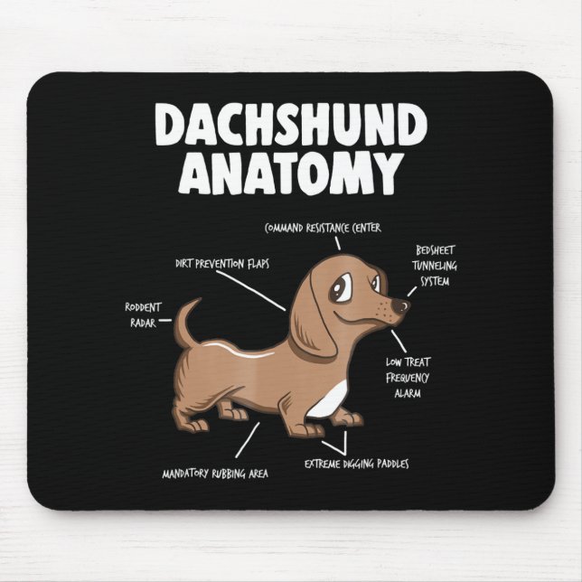 Dog Gift | Anatomy Dachshund  Funny Weiner Mouse Mat (Front)