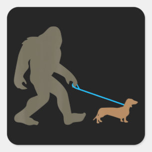Dog Gift Bigfoot Walking Dachshund Square Sticker