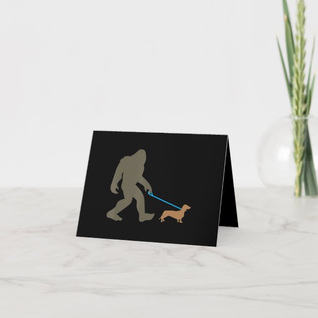 Dog Gift | Bigfoot Walking Dachshund Thank You Card (Front)
