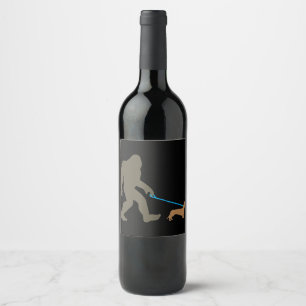 Dog Gift   Bigfoot Walking Dachshund Wine Label