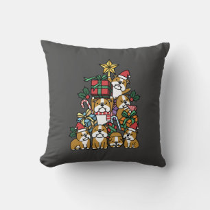 Dog Gift   Christmas Tree English Bulldog Dog Cushion