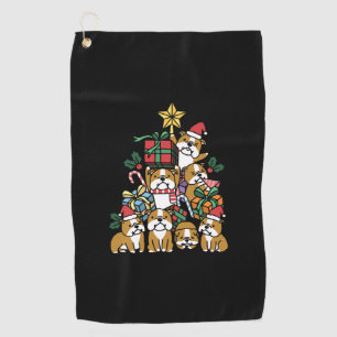 Dog Gift   Christmas Tree English Bulldog Dog Golf Towel