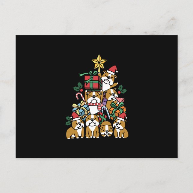 Dog Gift | Christmas Tree English Bulldog Dog Holiday Postcard (Front)
