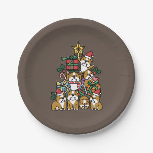 Dog Gift Christmas Tree English Bulldog Dog Paper Plate