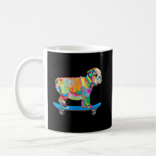 Dog Gift   Colourful Cool Bulldog Puppy Skateboard Coffee Mug