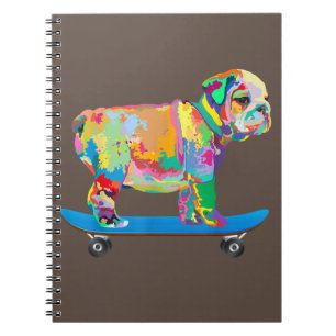 Dog Gift Colourful Cool Bulldog Puppy Skateboard Notebook