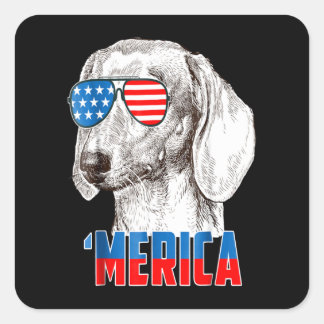 Dog Gift | Cool Dachshund 'Merica Square Sticker