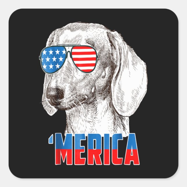 Dog Gift | Cool Dachshund 'Merica Square Sticker (Front)
