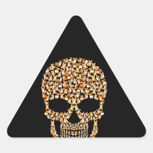Dog Gift Corgi And Skull Lovers Halloween Triangle Sticker