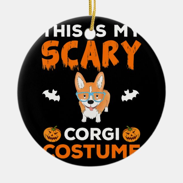 Dog Gift | Corgi costume Funny dog Halloween Ceramic Tree Decoration (Front)