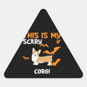 Dog Gift Corgi Costume Halloween Triangle Sticker