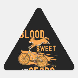 Dog Gift   Cute Corgi Dog Biker Triangle Sticker