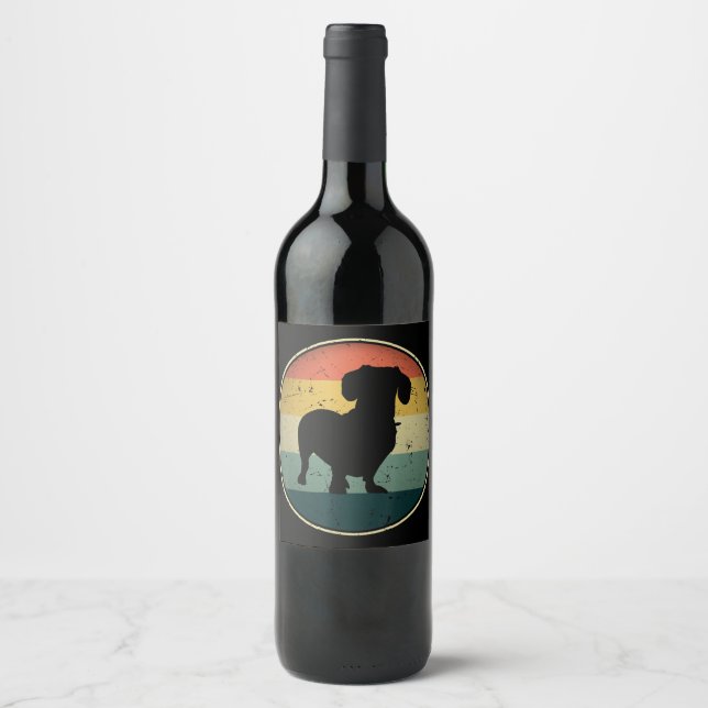 Dog Gift | Dachshund Dog Lover Gifts Distressed Wine Label (Front)
