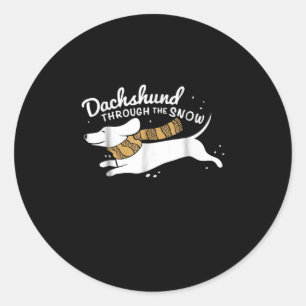 Dog Gift   Dachshund Through The Snow Classic Round Sticker