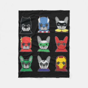 Dog Gift French Bulldog Designs Super Hero Fleece Blanket