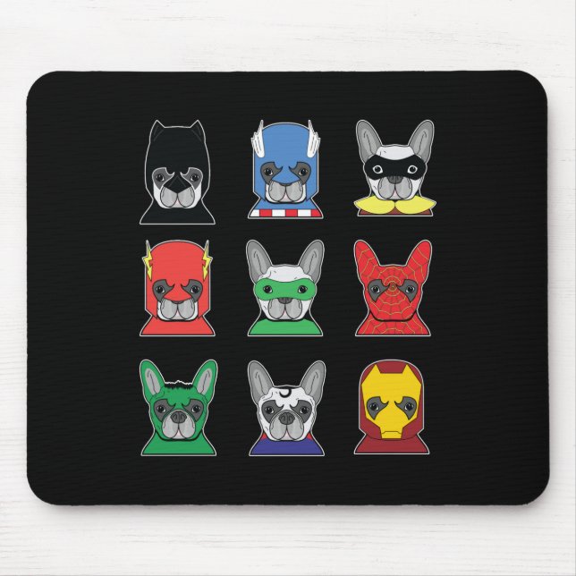Dog Gift | French Bulldog Designs Super Hero Mouse Mat (Front)